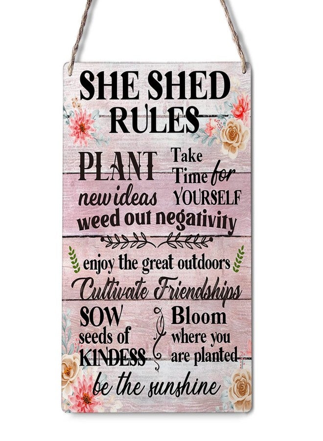 GUDIAO Farmhouse Garden Wooden Sign Wall Decor Rustic She Shed Rules Plant New Ideas Wood Plaque Hanging Sign Decoration for Home Door Outdoor 8"x10" - Image 1